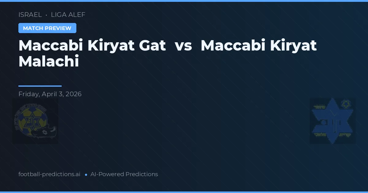 Maccabi Kiryat Gat vs Maccabi Kiryat Malachi — pronóstico y previa del partido