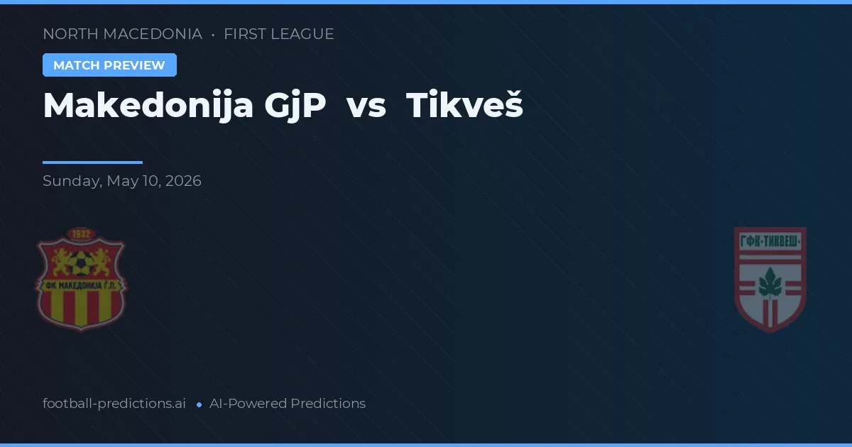 Makedonija GjP vs Tikveš — pronóstico y previa del partido