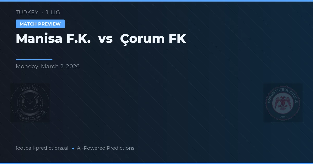 Manisa F.K. vs Çorum FK — pronóstico y previa del partido