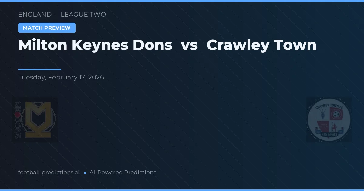 Milton Keynes Dons vs Crawley Town — pronóstico y previa del partido