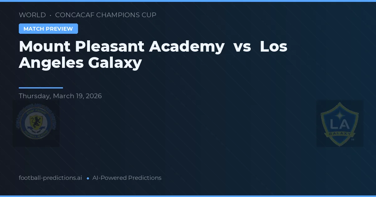 Mount Pleasant Academy vs LA Galaxy — pronóstico y previa del partido