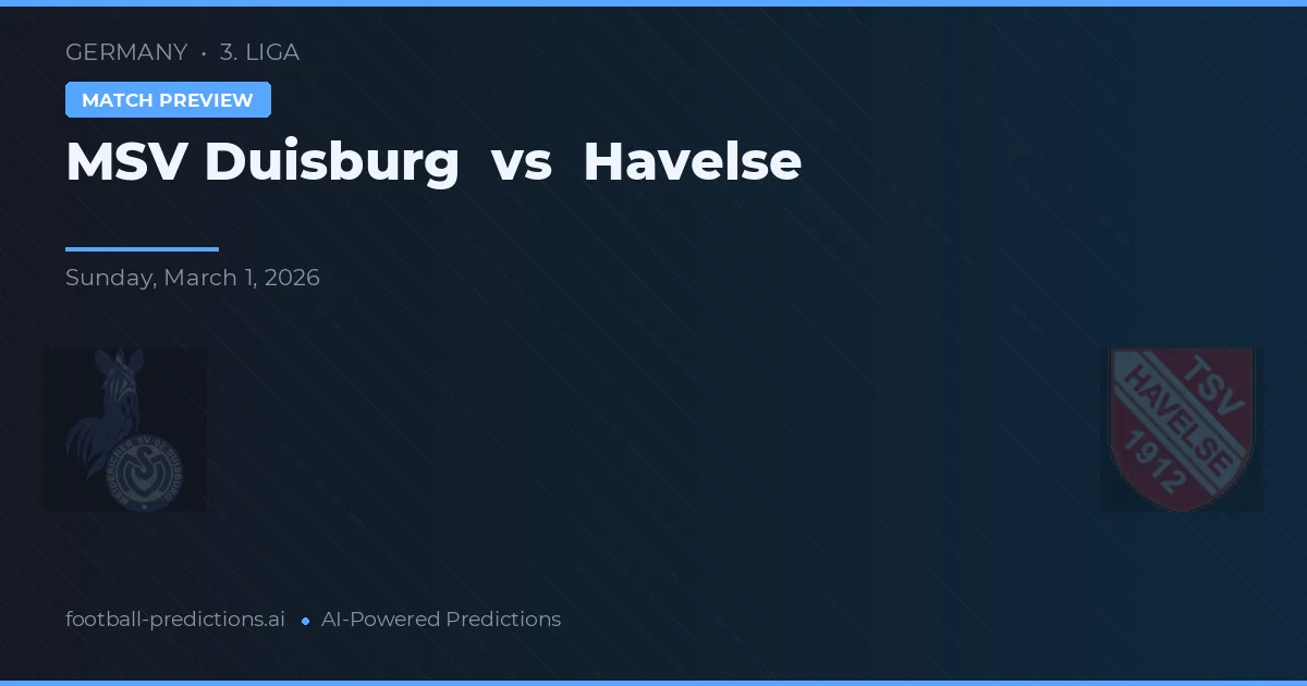 MSV Duisburgo vs Havelse — pronóstico y previa del partido