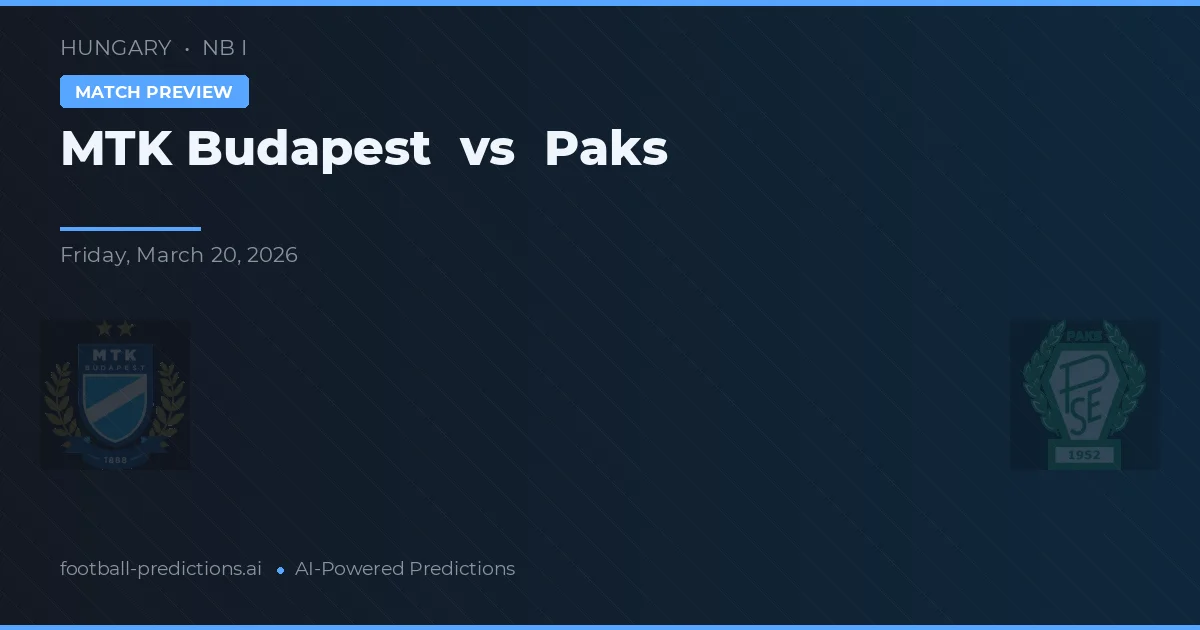 MTK Budapest vs Paks — pronóstico y previa del partido
