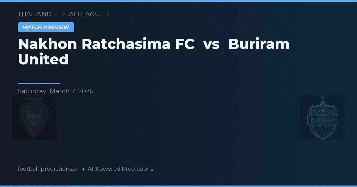 Nakhon Ratchasima FC vs Buriram United — pronóstico y previa del partido