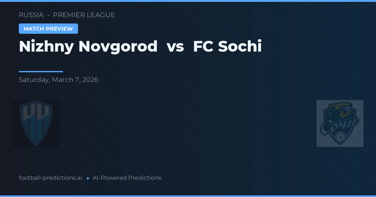 Nizhny Novgorod vs FC Sochi — pronóstico y previa del partido