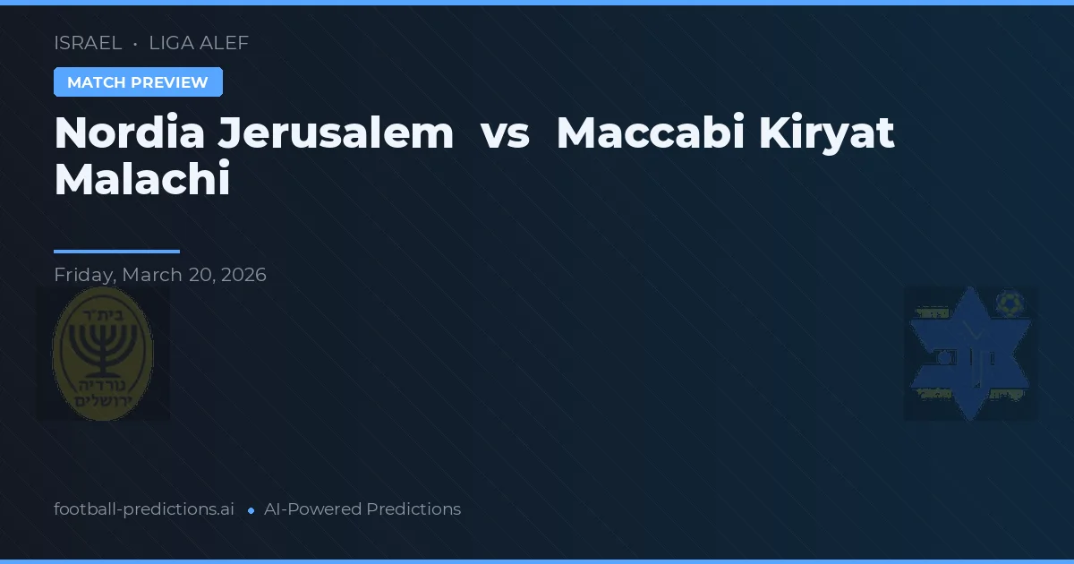 Nordia Jerusalén vs Maccabi Kiryat Malachi — pronóstico y previa del partido