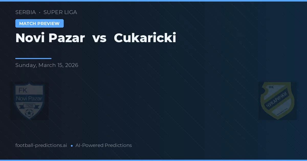 Novi Pazar vs Cukaricki — pronóstico y previa del partido
