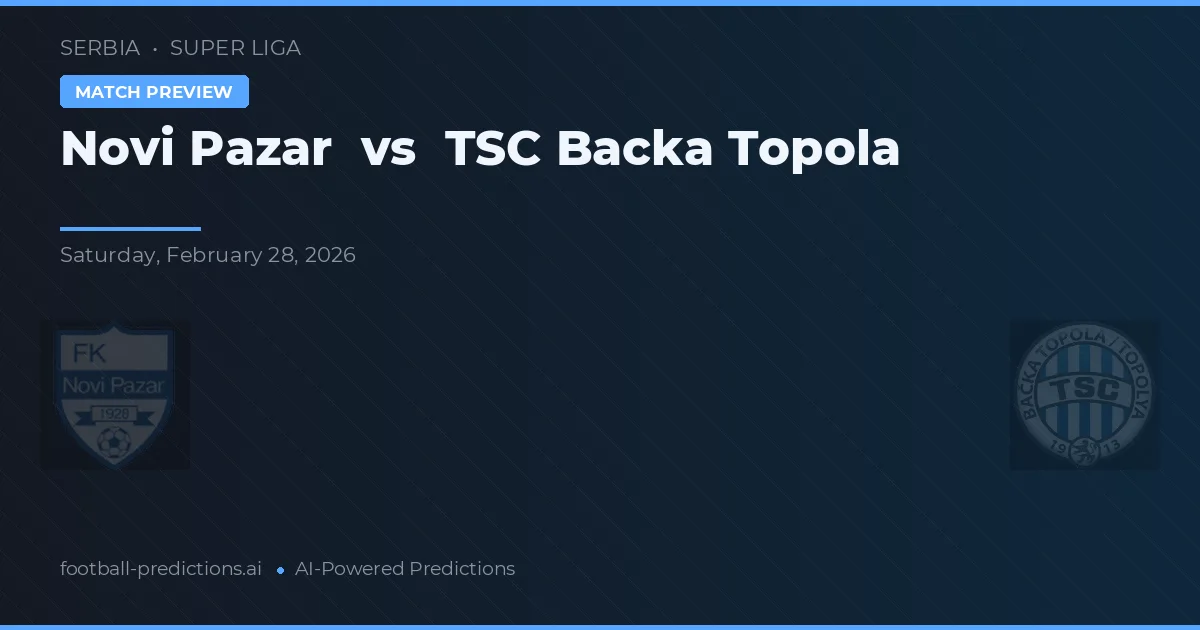Novi Pazar vs TSC Bácsa Topola — pronóstico y previa del partido