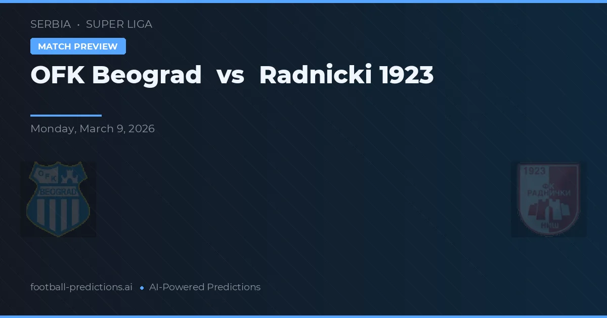 OFK Belgrado vs Radnički 1923 — pronóstico y previa del partido