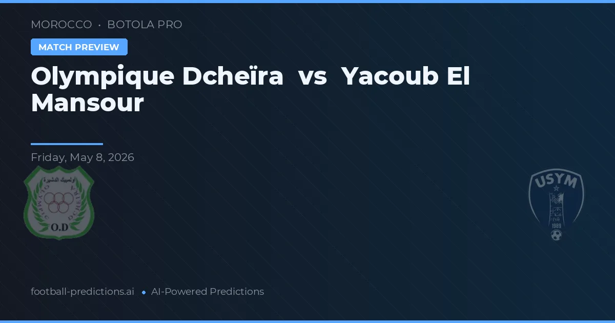 Olympique Dcheïra vs Yacoub El Mansour — pronóstico y previa del partido