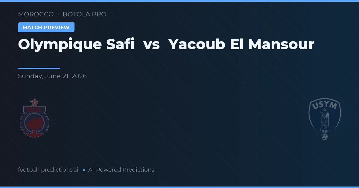 Olympique de Safi vs Yacoub El Mansour — pronóstico y previa del partido