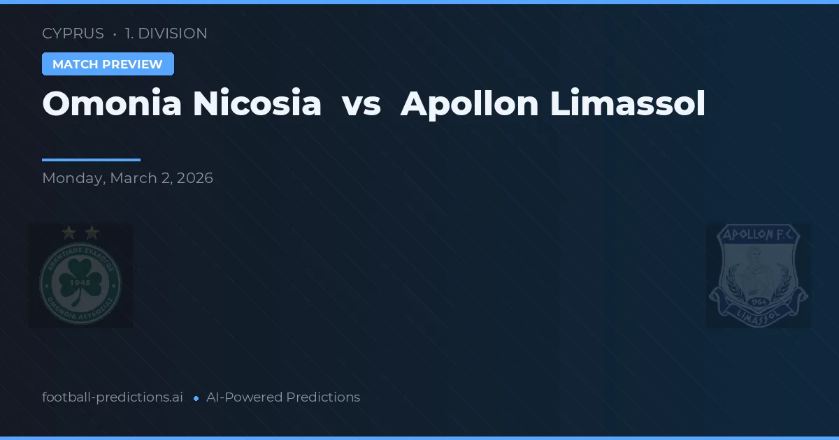 Omonia Nicosia vs Apollon Limassol — pronóstico y previa del partido