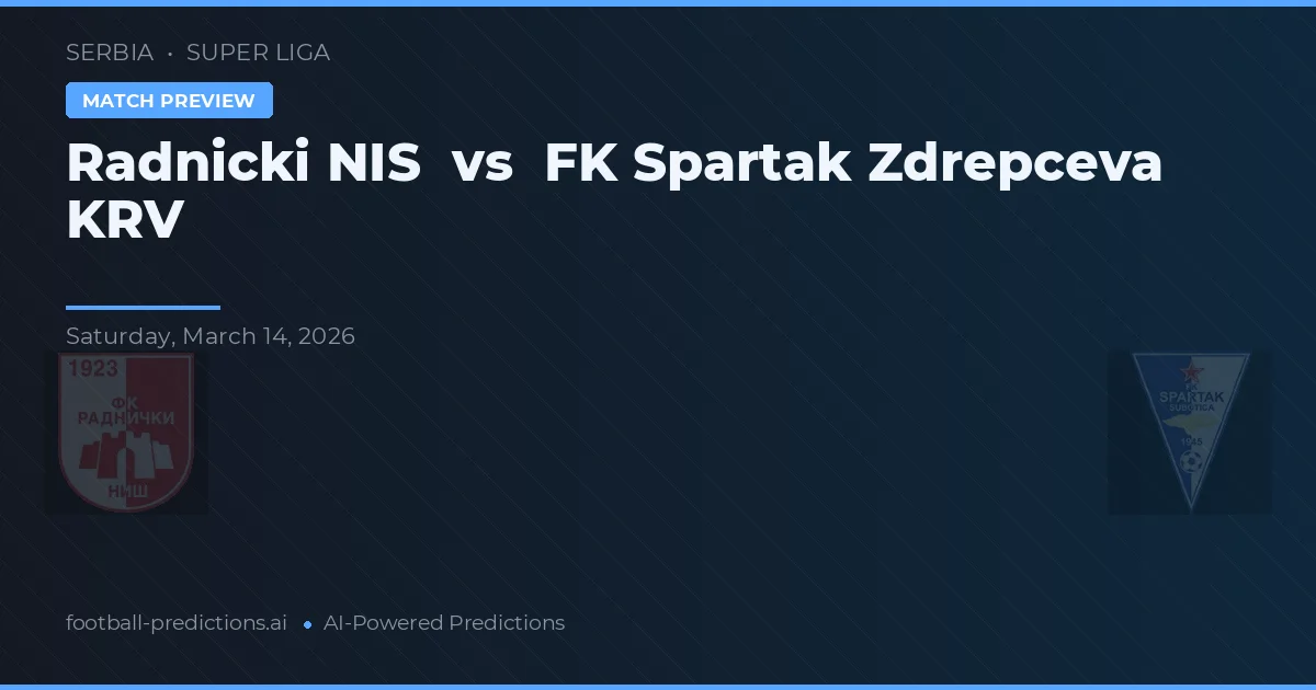 Radnički Niš vs FK Spartak Zdrepcova KRV — pronóstico y previa del partido