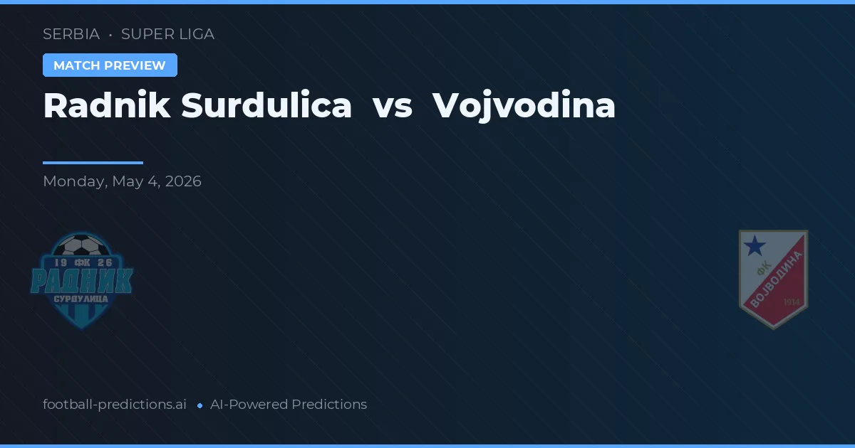 Radnik Surdulica vs Vojvodina — pronóstico y previa del partido
