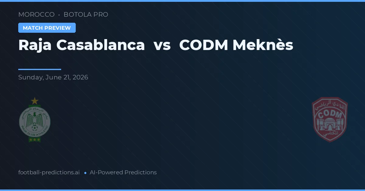 Raja Casablanca vs CODM Meknès — pronóstico y previa del partido
