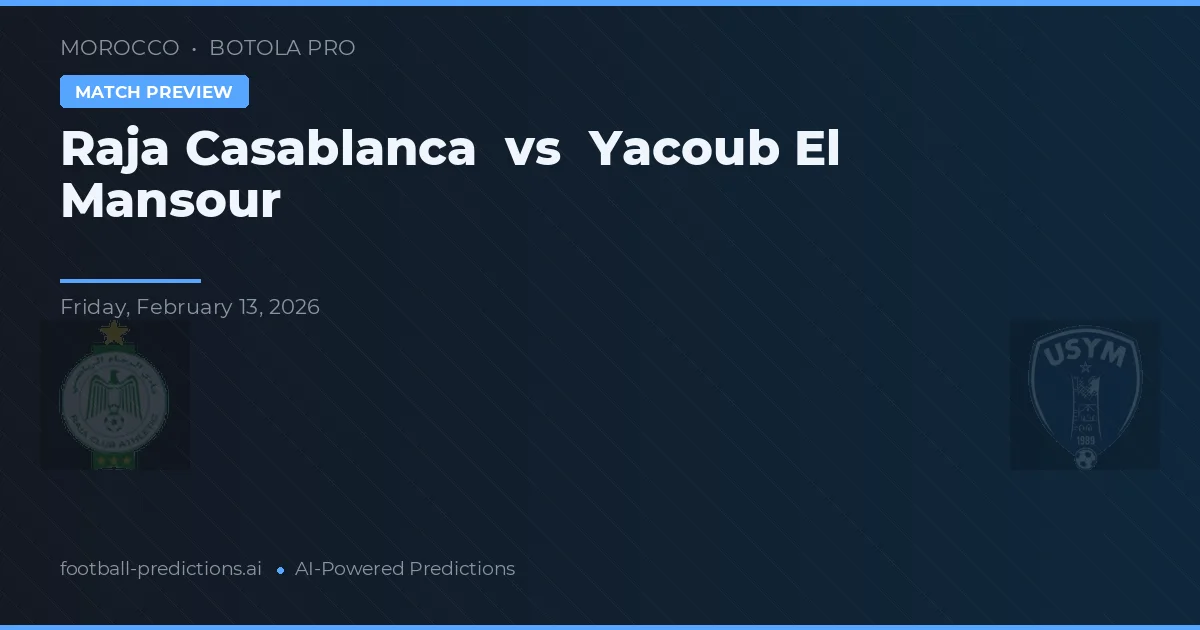 Raja Casablanca vs Yacoub El Mansour — pronóstico y previa del partido