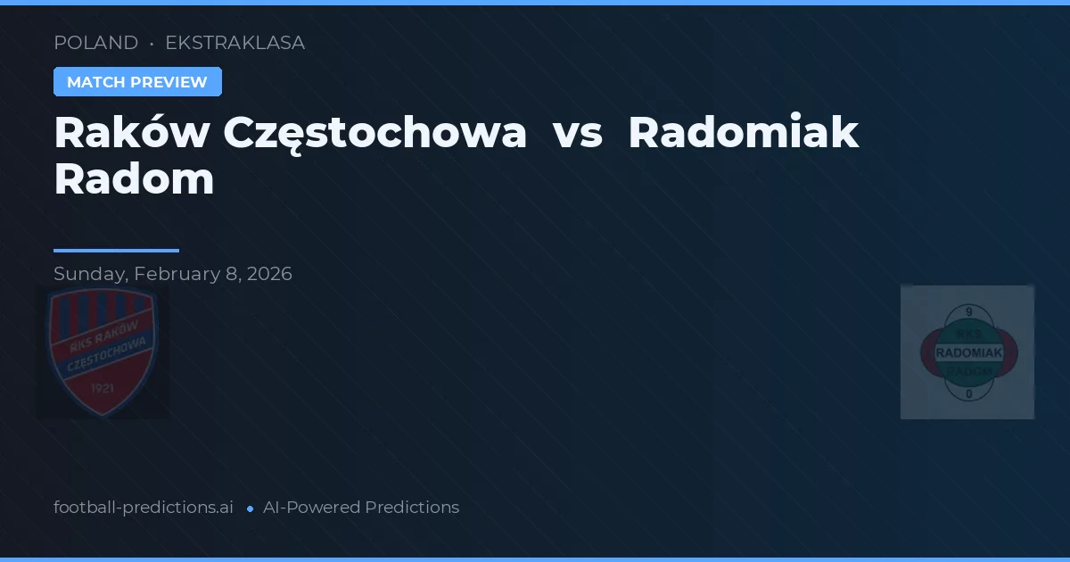 Raków Częstochowa vs Radomiak Radom — pronóstico y previa del partido