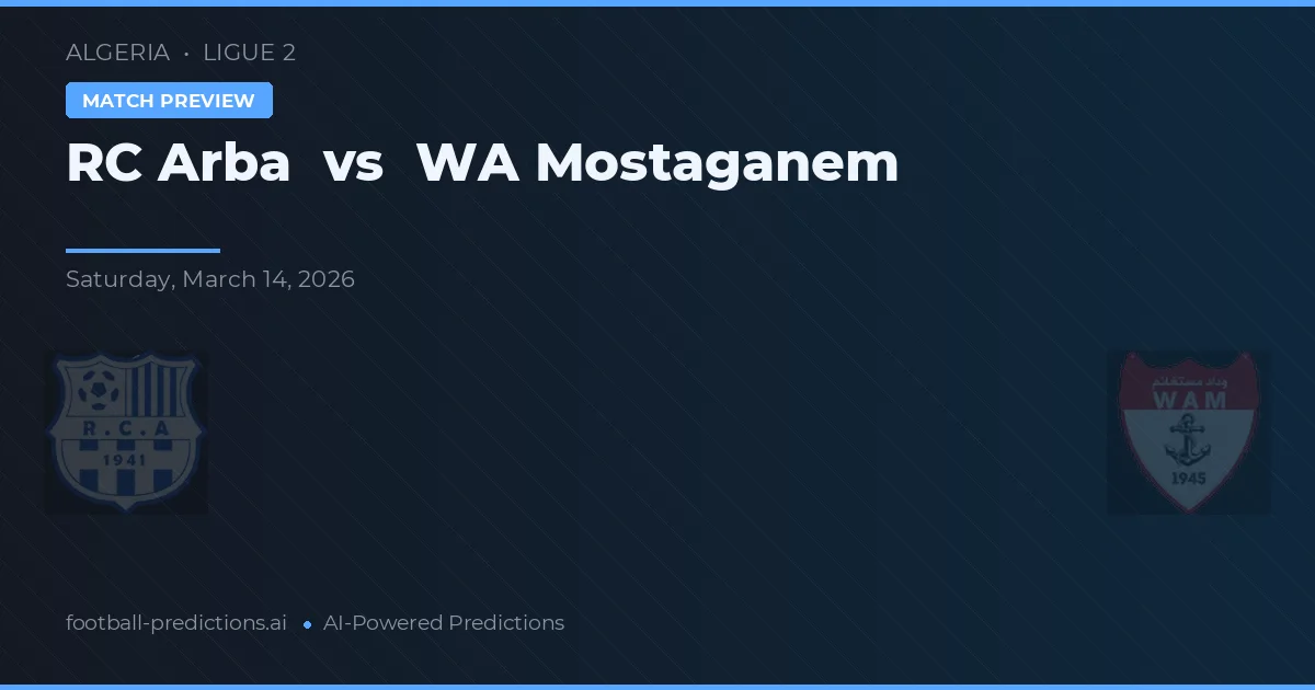 RC Arba vs WA Mostaganem — pronóstico y previa del partido