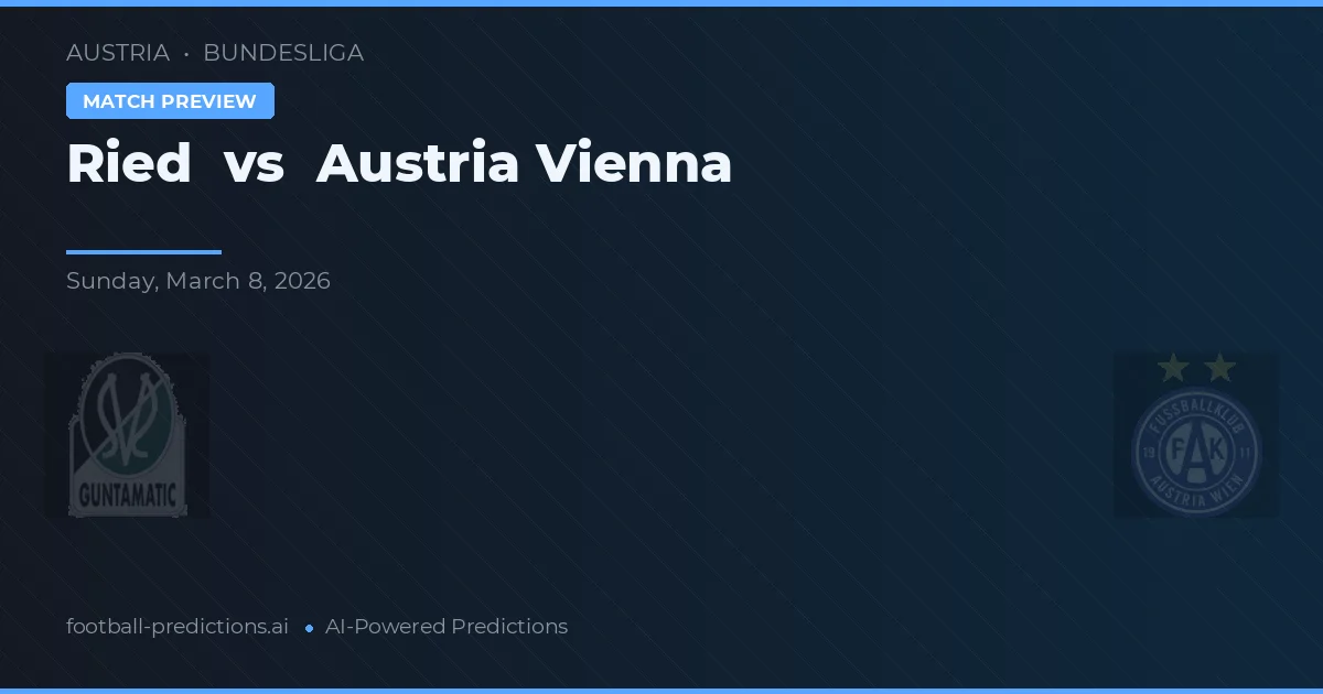 Ried vs Austria Viena — pronóstico y previa del partido