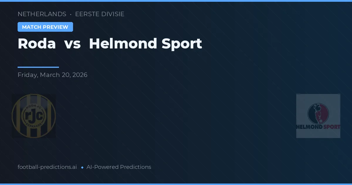 Roda JC vs Helmond Sport — pronóstico y previa del partido
