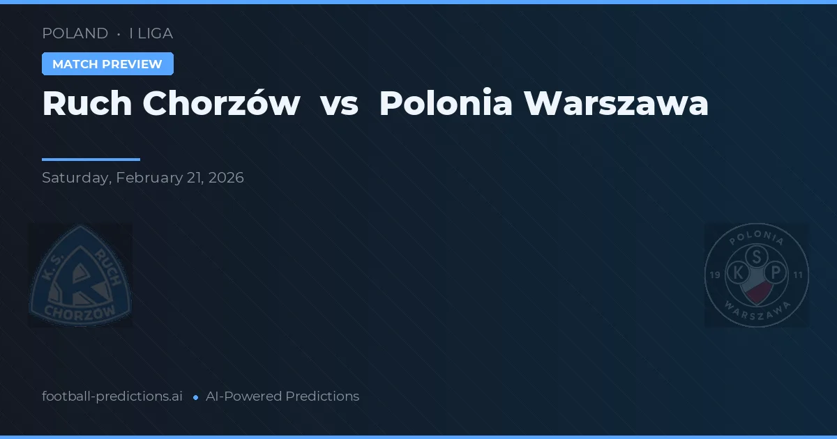 Ruch Chorzów vs Polonia Varsovia — pronóstico y previa del partido