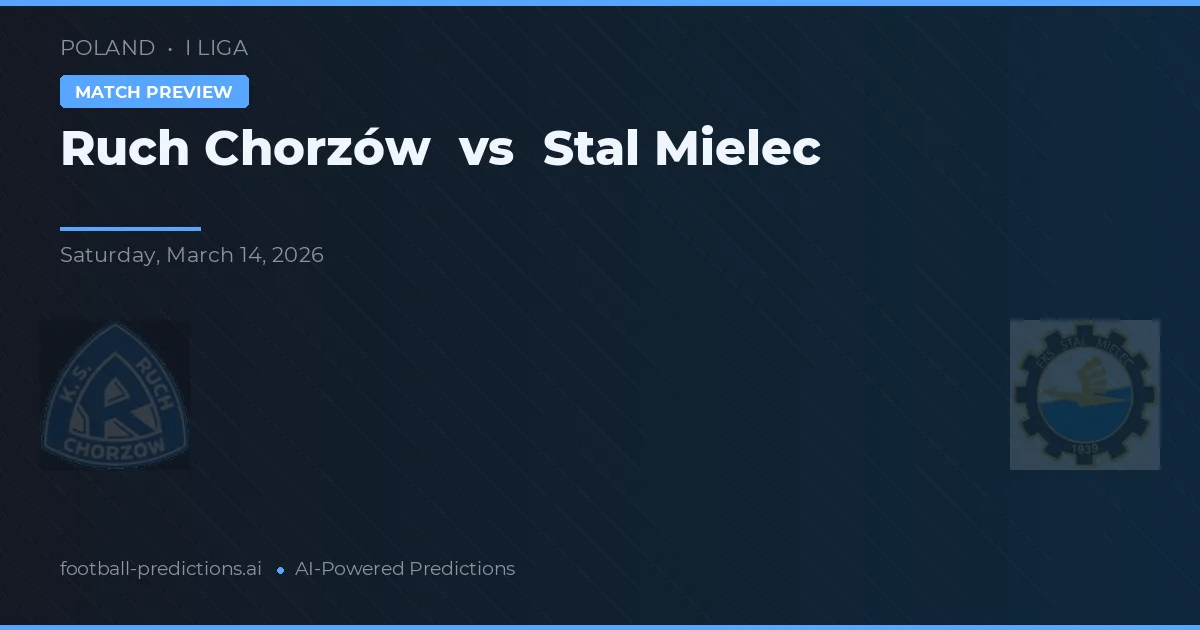 Ruch Chorzów vs Stal Mielec — pronóstico y previa del partido