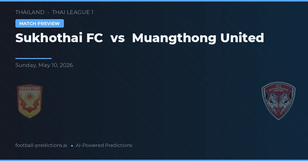 Sukhothai FC vs Muangthong United — pronóstico y previa del partido