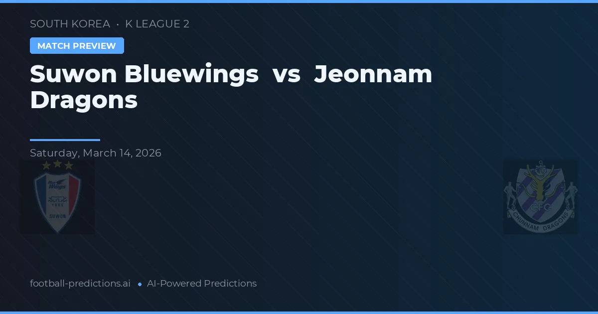 Bluewings de Suwon vs Dragones de Jeonnam — pronóstico y previa del partido
