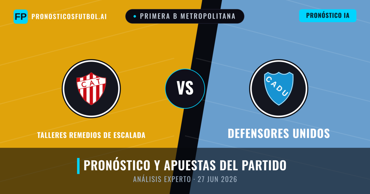 Talleres Remedios de Escalada vs Defensores Unidos — pronóstico y previa del partido