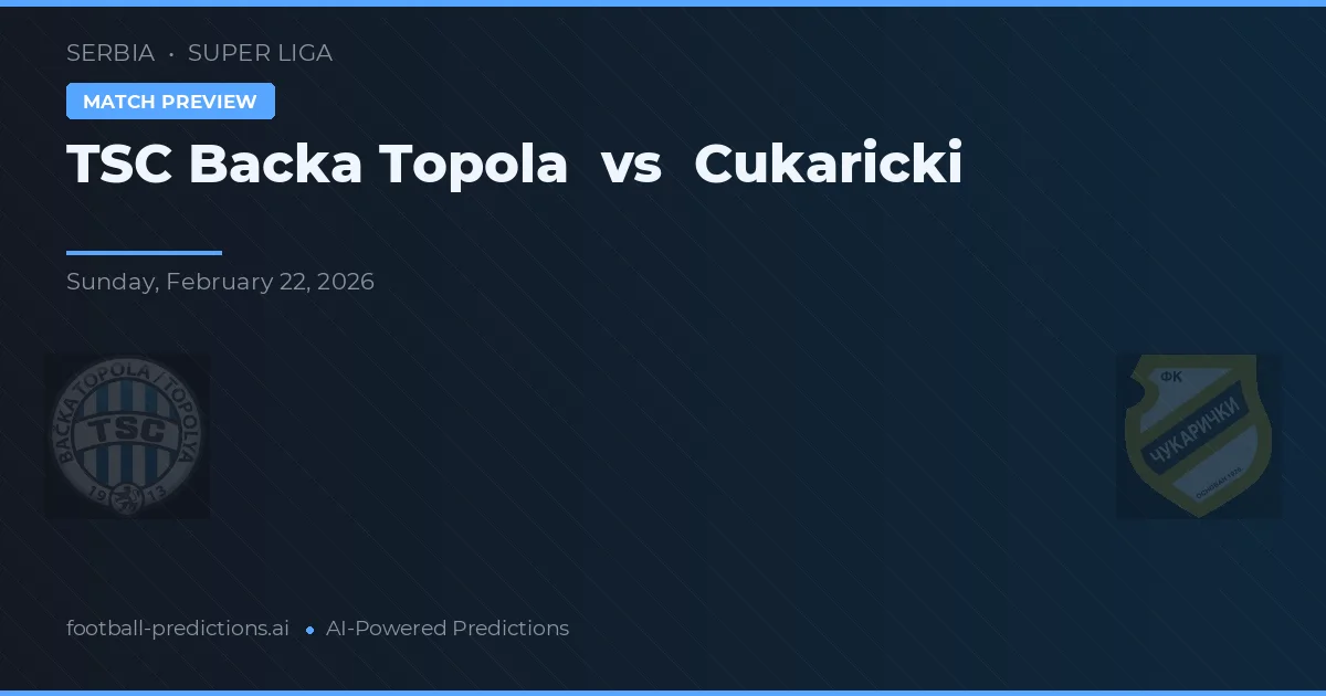 TSC Bácsa Topola vs Cukaricki — pronóstico y previa del partido