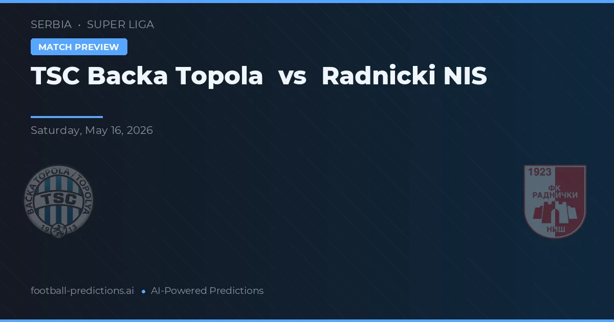 TSC Bácsa Topola vs Radnički Niš — pronóstico y previa del partido