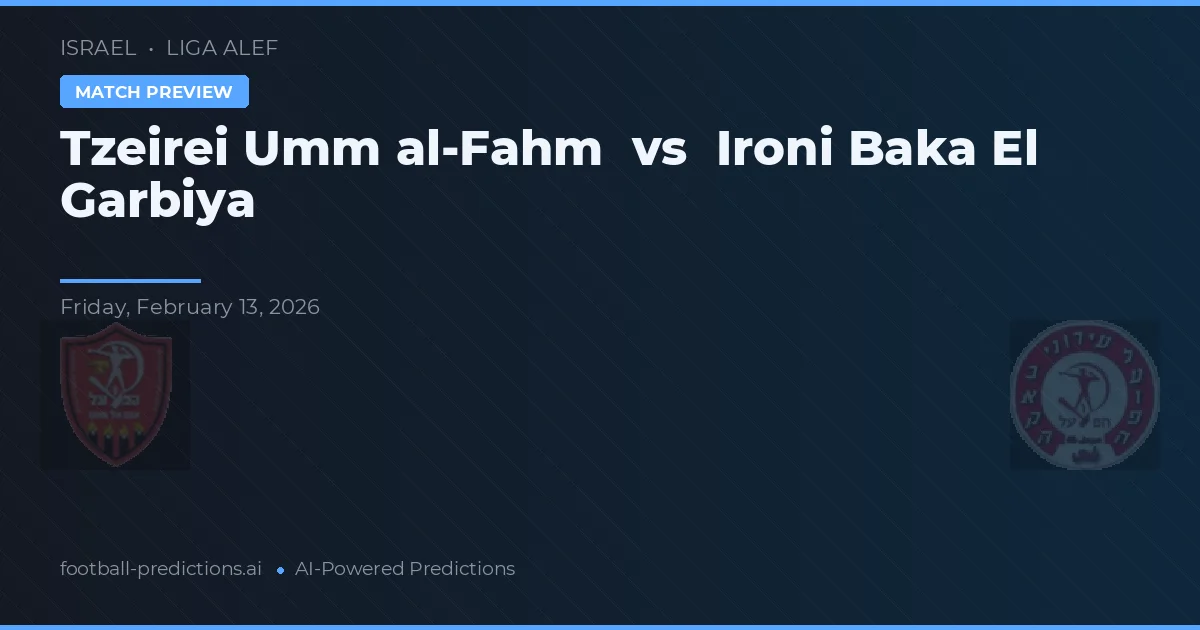 Tzeirei Umm al-Fahm vs Ironi Baka El Garbiya — pronóstico y previa del partido