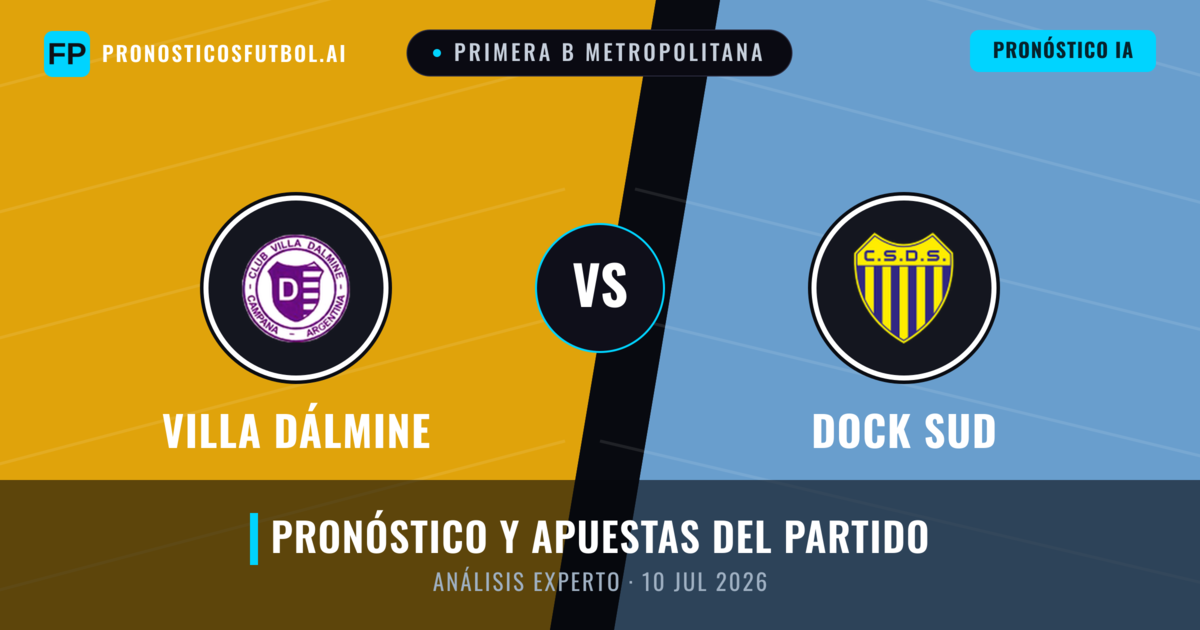 Villa Dálmine vs Dock Sud — pronóstico y previa del partido