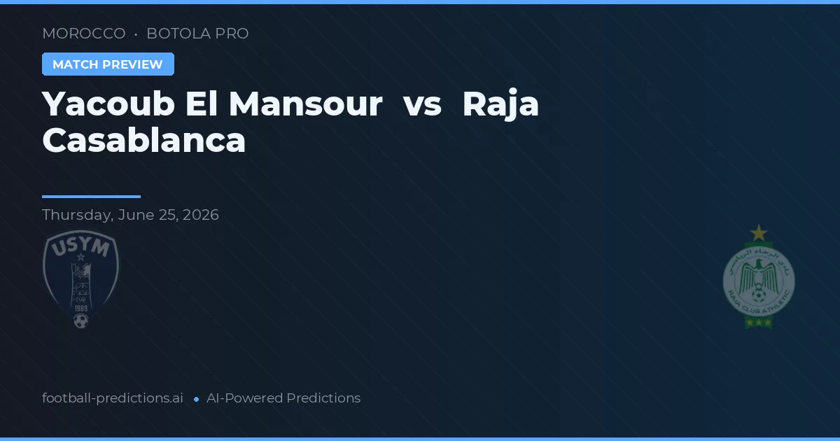 Yacoub El Mansour vs Raja Casablanca — pronóstico y previa del partido