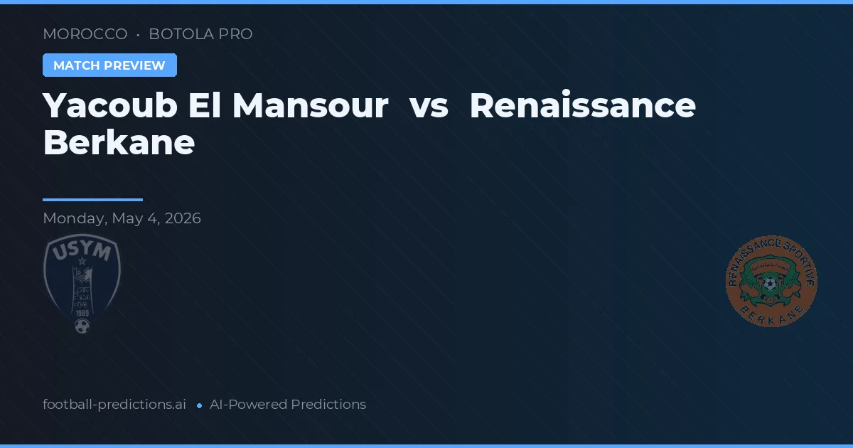 Yacoub El Mansour vs Renacimiento Berkane — pronóstico y previa del partido