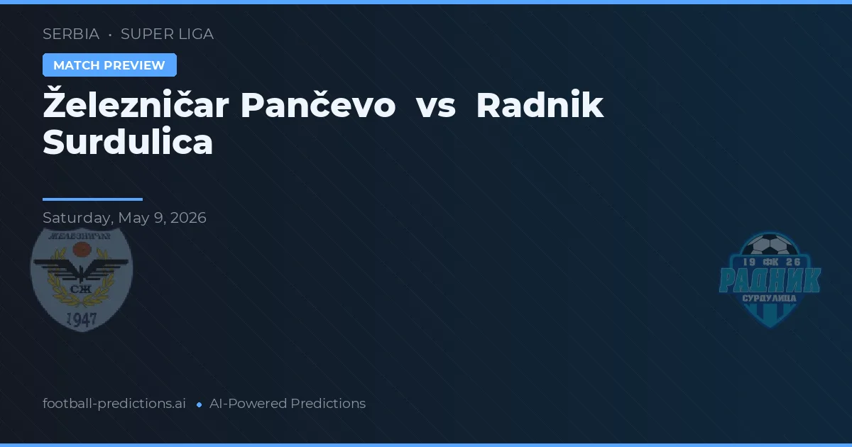 Železničar Pančevo vs Radnik Surdulica — pronóstico y previa del partido