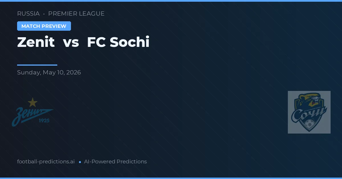 Zenit vs FC Sochi — pronóstico y previa del partido