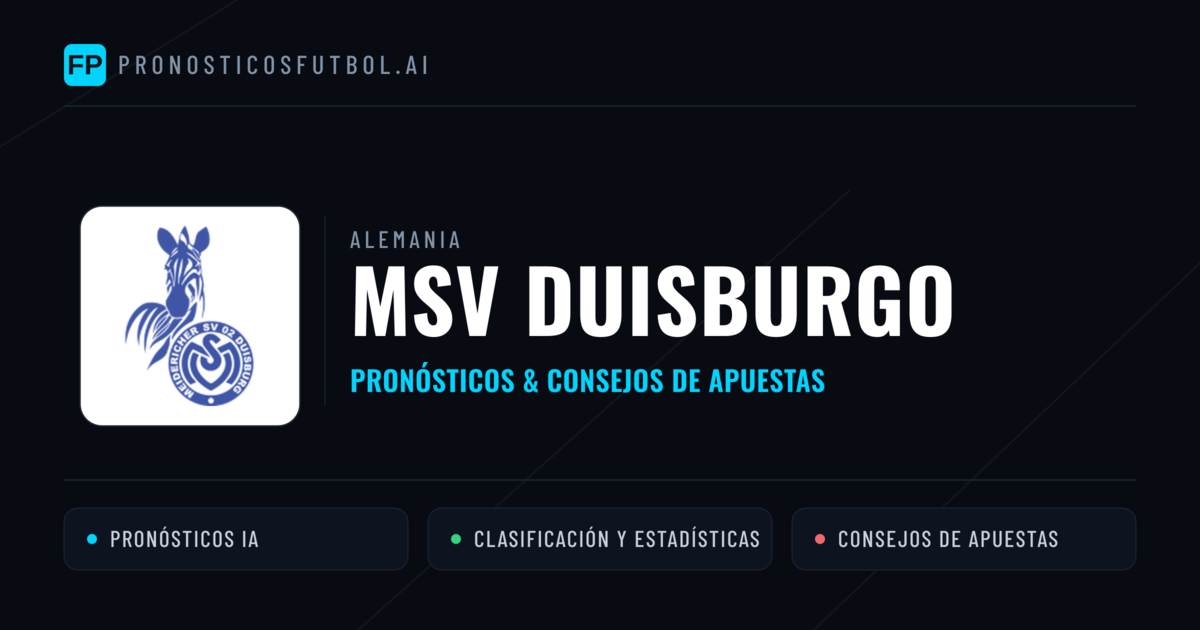 MSV Duisburgo Pronósticos y estadísticas